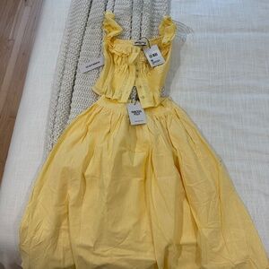 Ruffle Top/Maxi Skirt Poplin Set TAGS ATTACHED, NEVER WORN